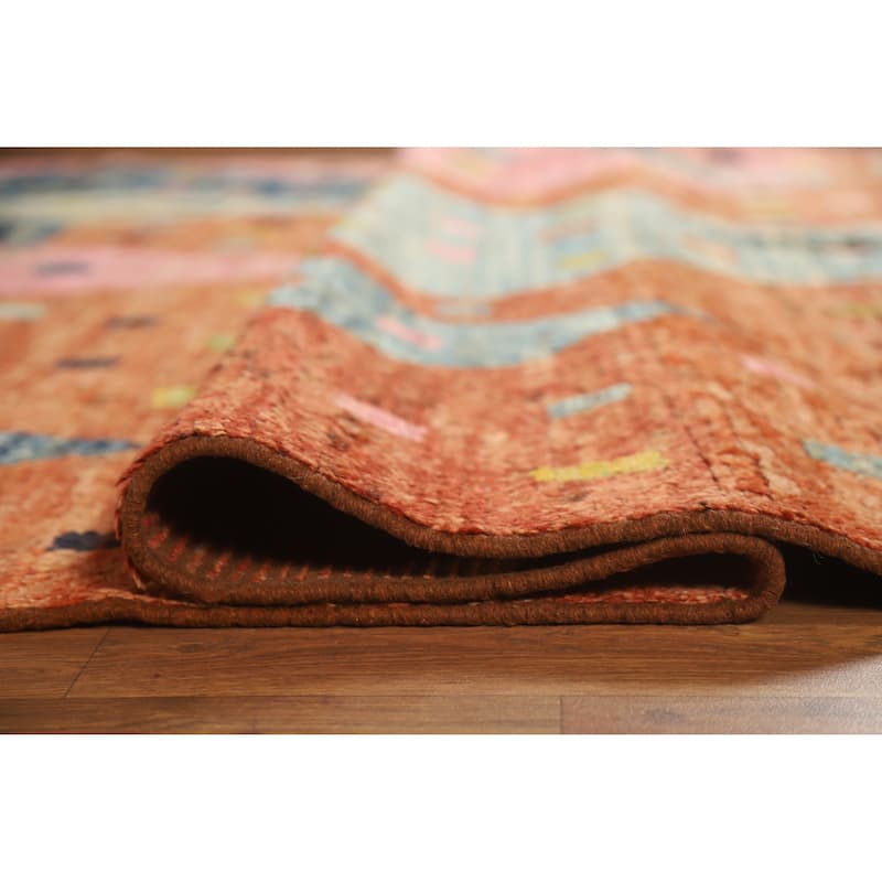 Geometric Moroccan Area Rug Handmade Tribal Wool Carpet - 6'7" x 9'7"