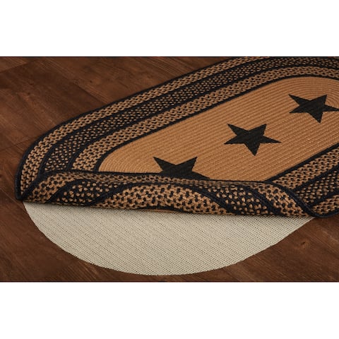 Farmhouse Jute Rug Oval Stencil Stars w/ Pad 27x48 - 27" x 48"