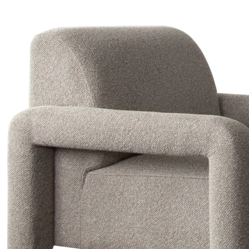 Keny Accent Chair, Open Arm Textured Mink Gray Polyester