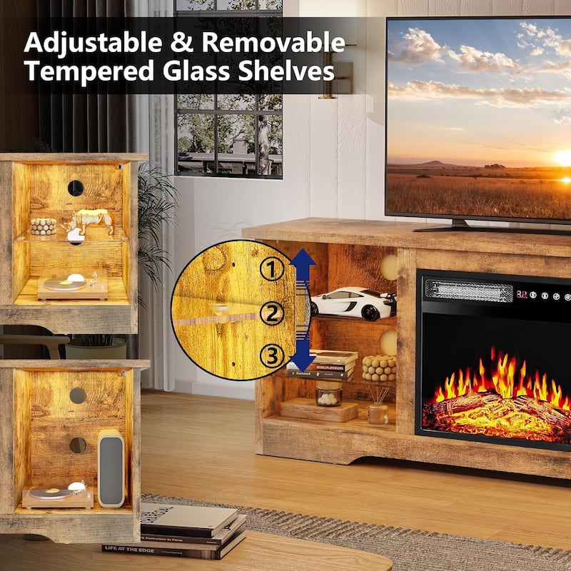 Bossin 58" Fireplace TV Stand with 18'' Electric Fireplace,Modern Entertainment Center for 65'' TVs,TV Cabinet