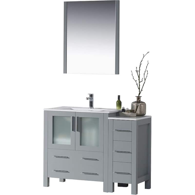Blossom Sydney 42 Inch Solid Wood Bathroom Vanity with Sink & Cabinet - Metal Grey - Painted