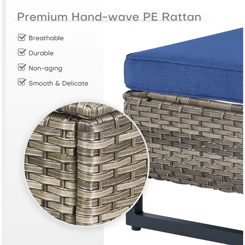 Gymojoy Outdoor Wicker Ottomans with Olefin Cushions