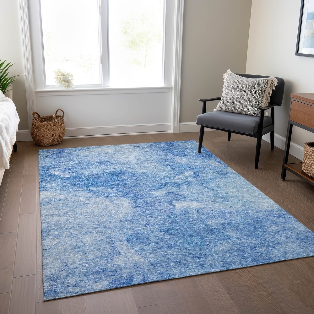 Machine Washable Indoor/ Outdoor Chantille Abstract Watercolor Rug