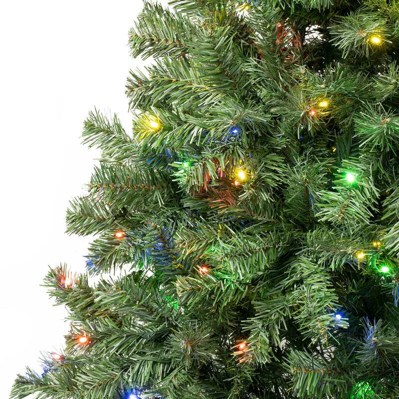 National Tree Company 6 ft. Pre-lit Artificial Sagamore Hinged Tree 400 LED Multi LED Lights- UL - 6 Foot