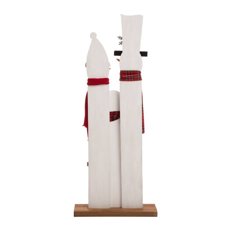 Glitzhome 35.5"H Christmas Wooden Gnome Family Porch Decor