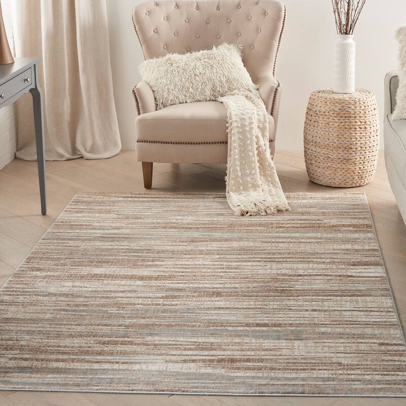 Nourison Elation Modern Abstract Stripe Area Rug - 6' x 9' - Ivory/Grey - Rectangle