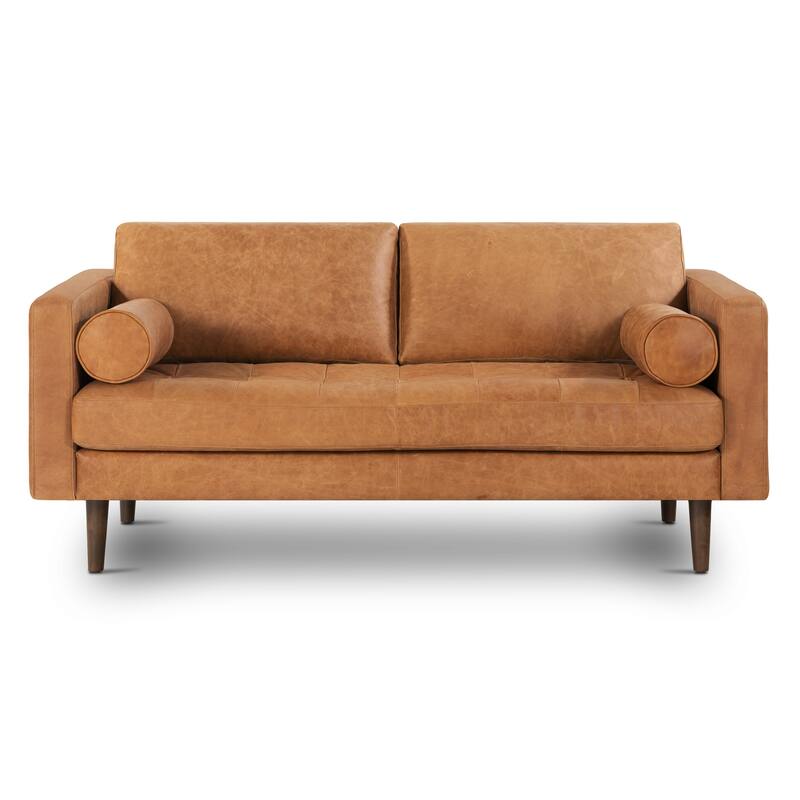Poly & Bark Napa 72" Apartment Sofa - Full Grain Genuine Italian Leather