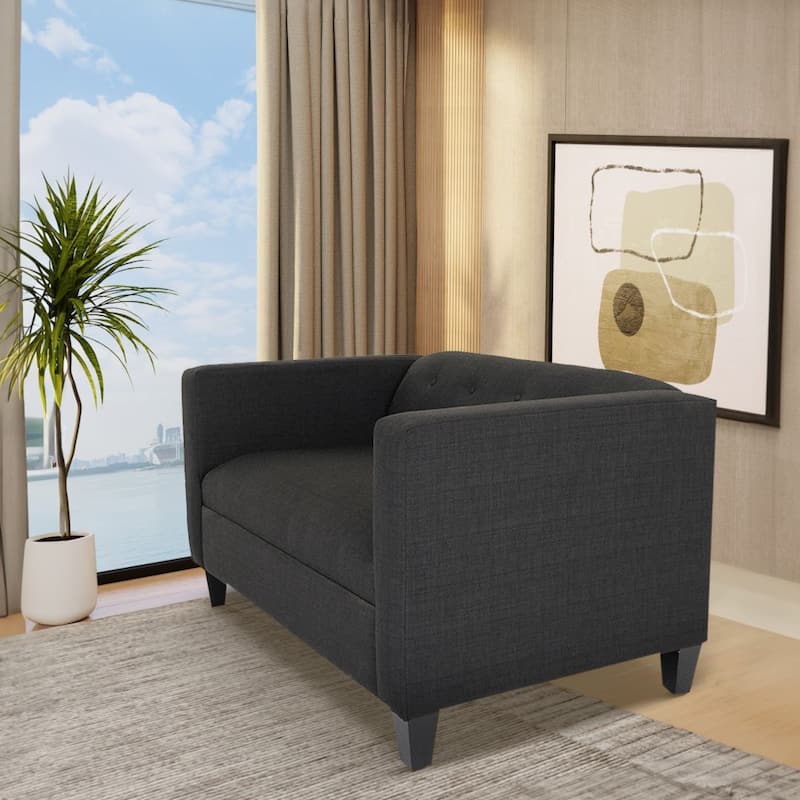 Coast to Coast Sofas Contemporary Loveseat Sofa Polyester Nylon Solid Wood Frame Upholstered - Black