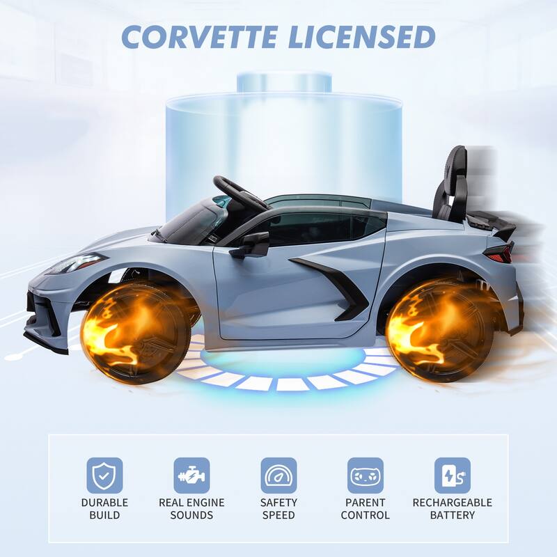 12V Kids Ride On Car Sports Licensed Corvette Electric Car Toy for Kids Best Gifts