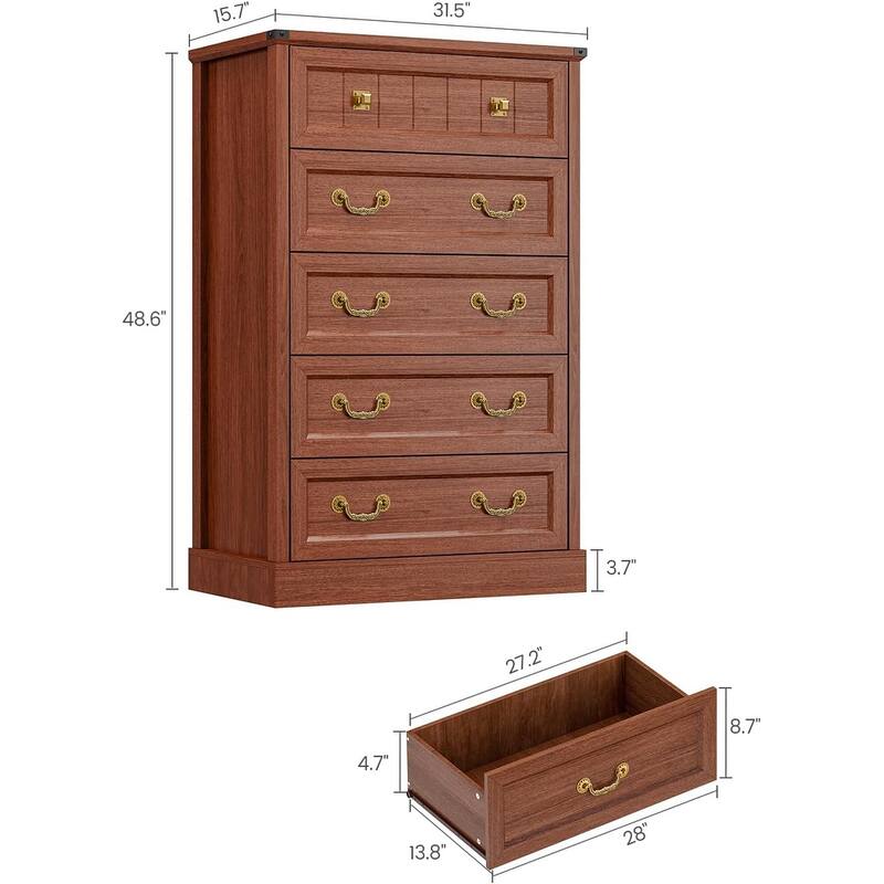 Farmhouse Drawers Dresser for Bedroom Wood Rustic Chest of Drawers