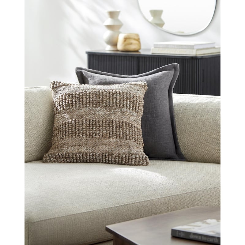 Dalea Textured Recycled PET Throw Pillow - 18"L x 18"W - Polyester - Brown/Beige
