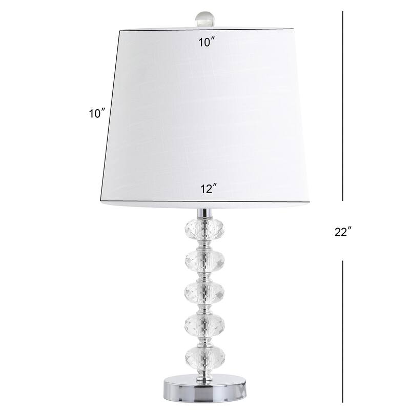 Mark 22" Glass/Metal LED Table Lamp, Clear/Chrome (Set of 2) by JONATHAN Y