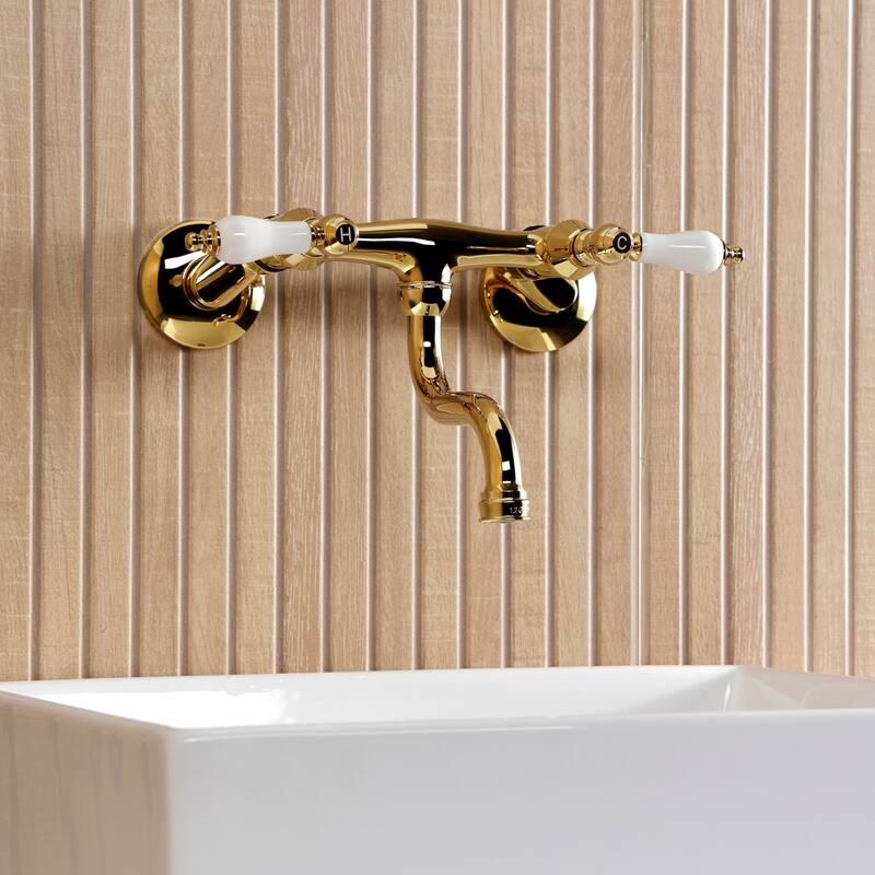 Kingston Brass Kingston Two-Handle 2-Hole Wall Mount Bathroom Faucet
