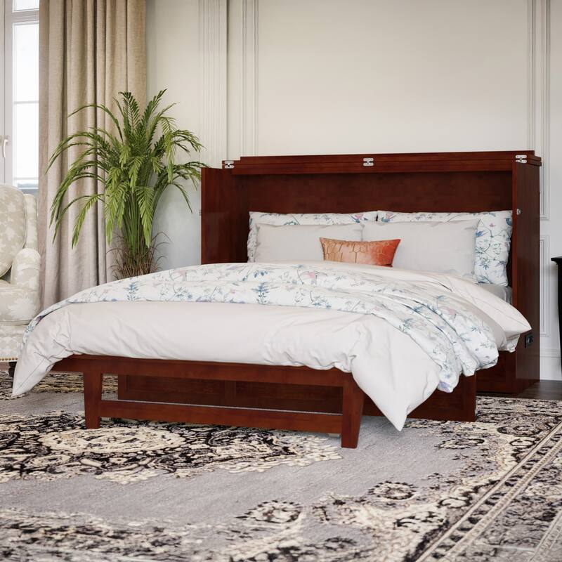 AFI Northfield Murphy Bed Chest with 6" Mattress, Storage Drawer & Built-In Charger