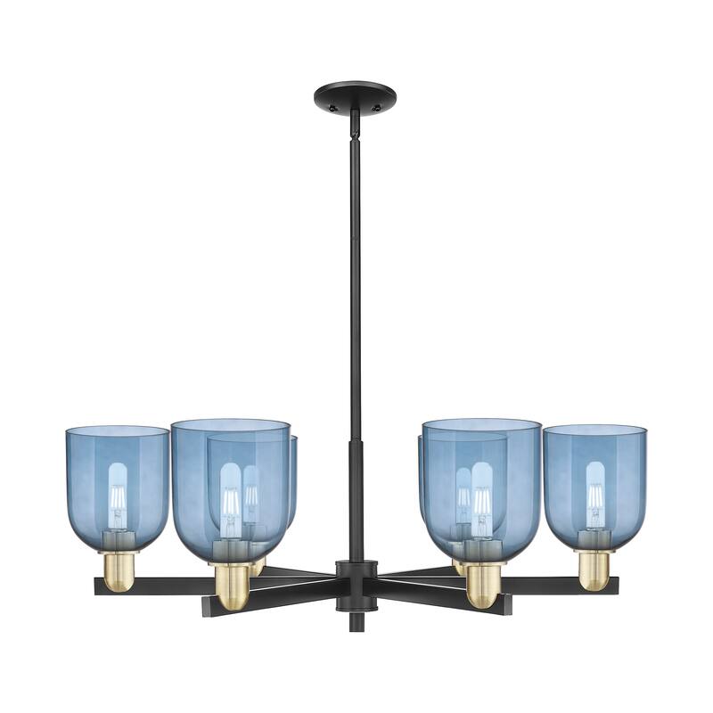 Innovations Lighting Endless Possibilities Arcadia - Bella - 6 Light 35" Stem Hung Chandelier - Blue/Black Antique Brass