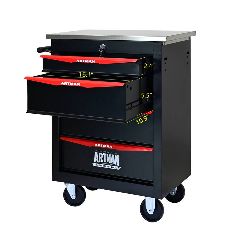 4/5/6/7 Metal Drawers Tool Cart with Wheels for Garage Workshop