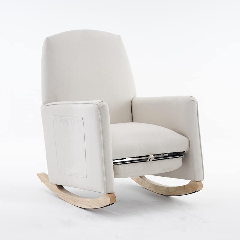 Fabric Nursery Rocking Chair With Adjustable Footrest