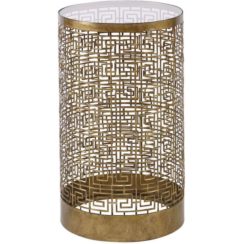 Uttermost Algernon 13-1/2" Long Glass and Iron Accent Table - Relic Gold