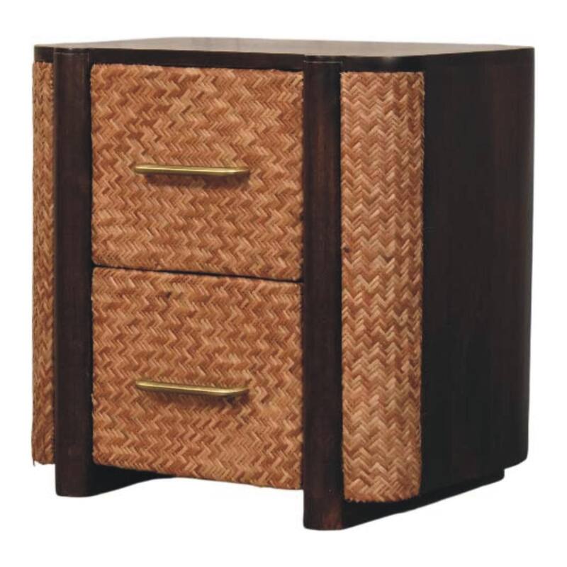 Artisan Furniture Solid Wood Havana Cane front Drawers, Brown With 3-Drawers