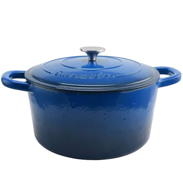 Crock Pot Artisan 5 Quarts Enameled Cast Iron Round Dutch Oven, Blue 
