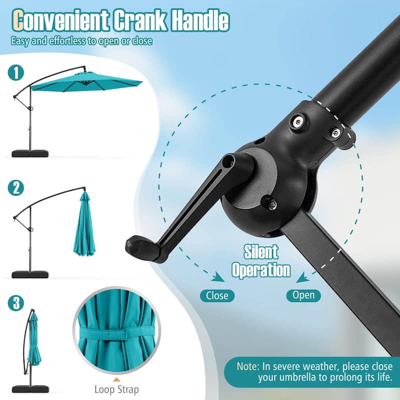Costway 10 FT Offset Hanging Umbrella with Base Patio Cantilever