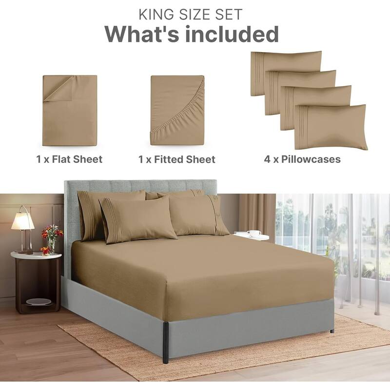 CGK Linens 6 Piece Extra Deep Pocket Microfiber Hotel Luxury Bed Sheets Set