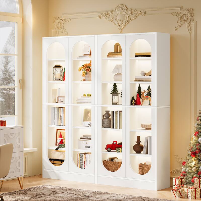 White Tall Bookshelf 6-Tier Bookcase with 12 Compartments