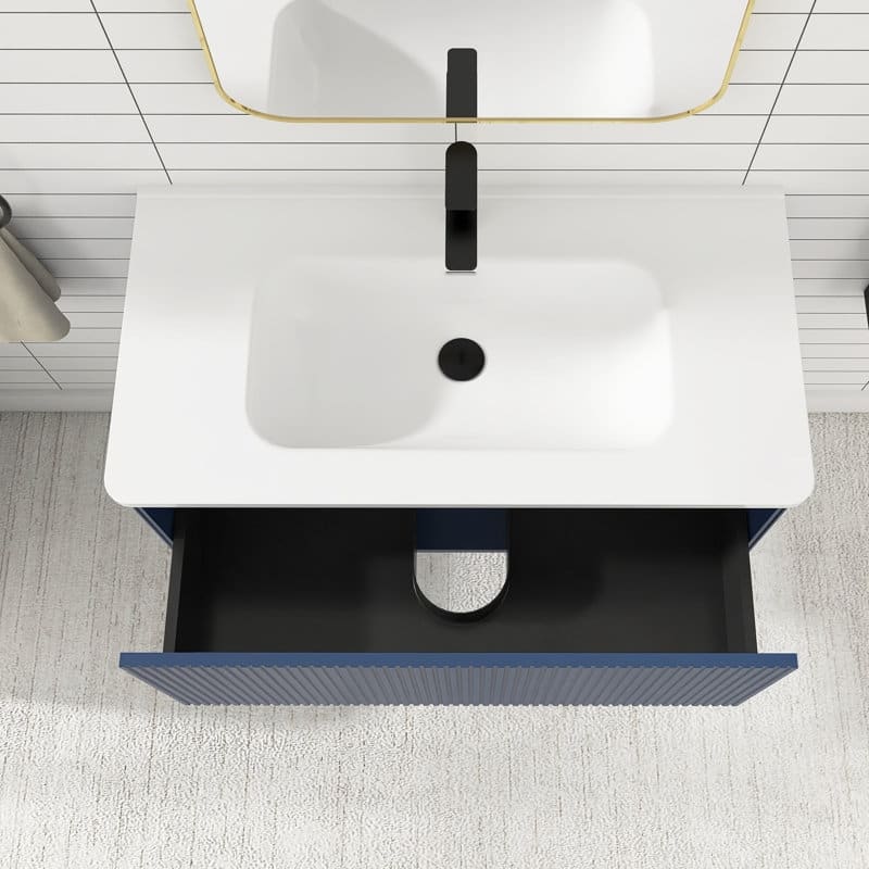 30 inch Wall-Mounted Bathroom Vanity Set with Integrated Ceramic Sink - 30" x 18"