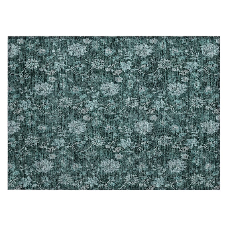 Machine Washable Indoor/ Outdoor Chantille Floral Farmhouse Rug