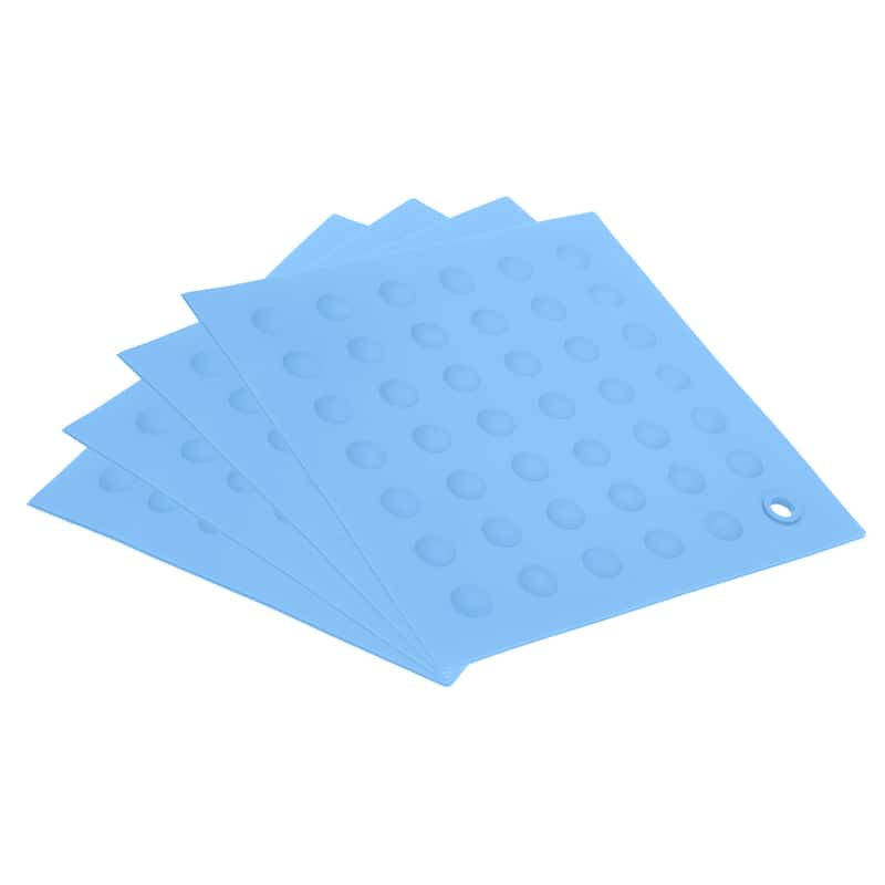 4pcs Silicone Pot Holder Trivet Mat Hot Pads Non-Slip Heat Resistant - Sky Blue