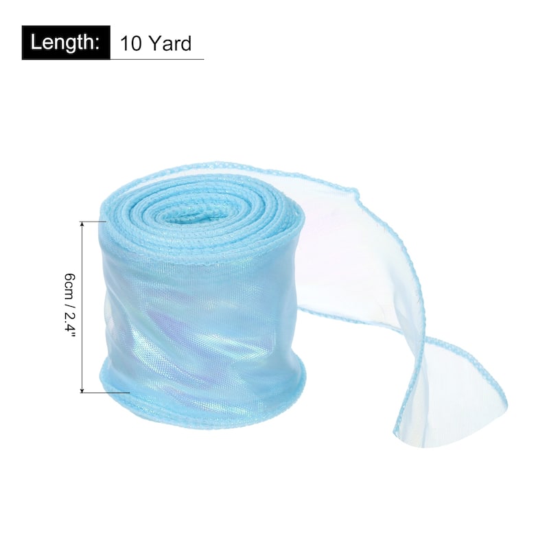 1.5 Inch 10 Yard Sheer Organza Ribbon Shimmer Chiffon Tulle Ribbons - Sky Blue - 2 3/8" x 10 Yard