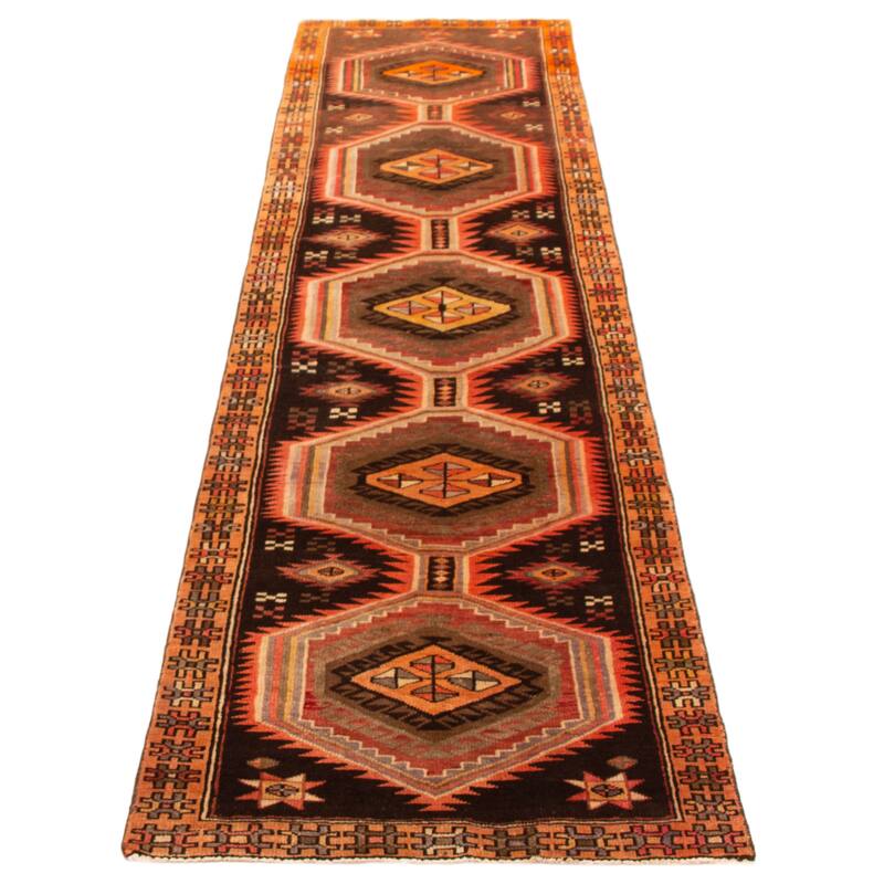ECARPETGALLERY Hand-knotted Konya Anatolian Black, Brown Wool Rug - 3'3 x 12'11