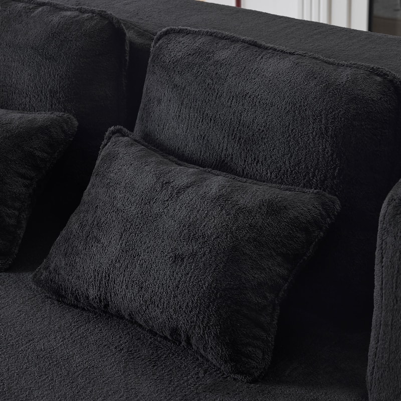 Folding Plush Futon Loveseat Couch Converts into Sleeper Sofa Bed or Yoga Mattress, High-Density Foam Queen Size Floor Bed
