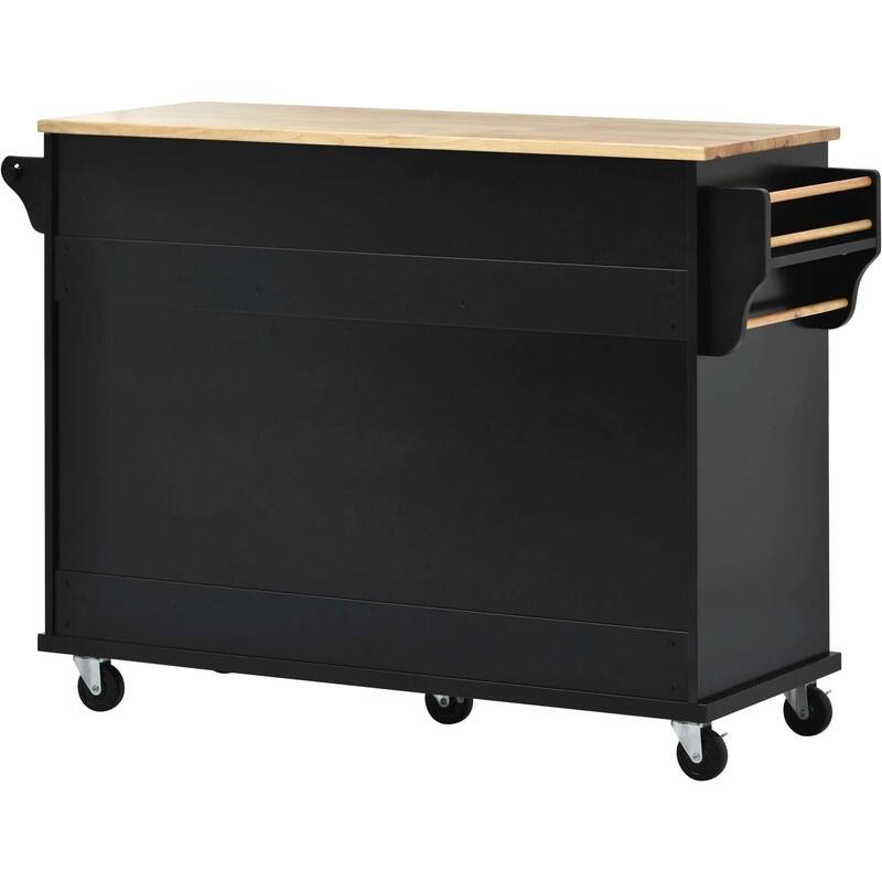 53-Inch Width kitchen Island cart with storage and 5 draws