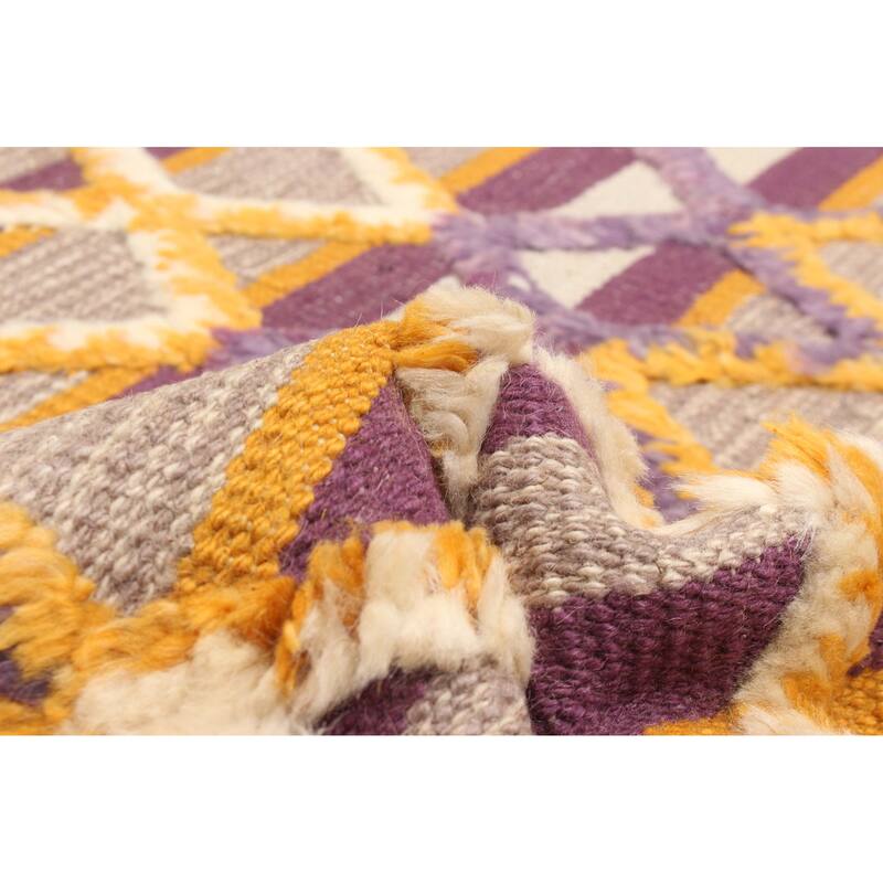 ECARPETGALLERY Flat-Weave Marrakech Purple Wool Kilim - 2'11 x 4'11