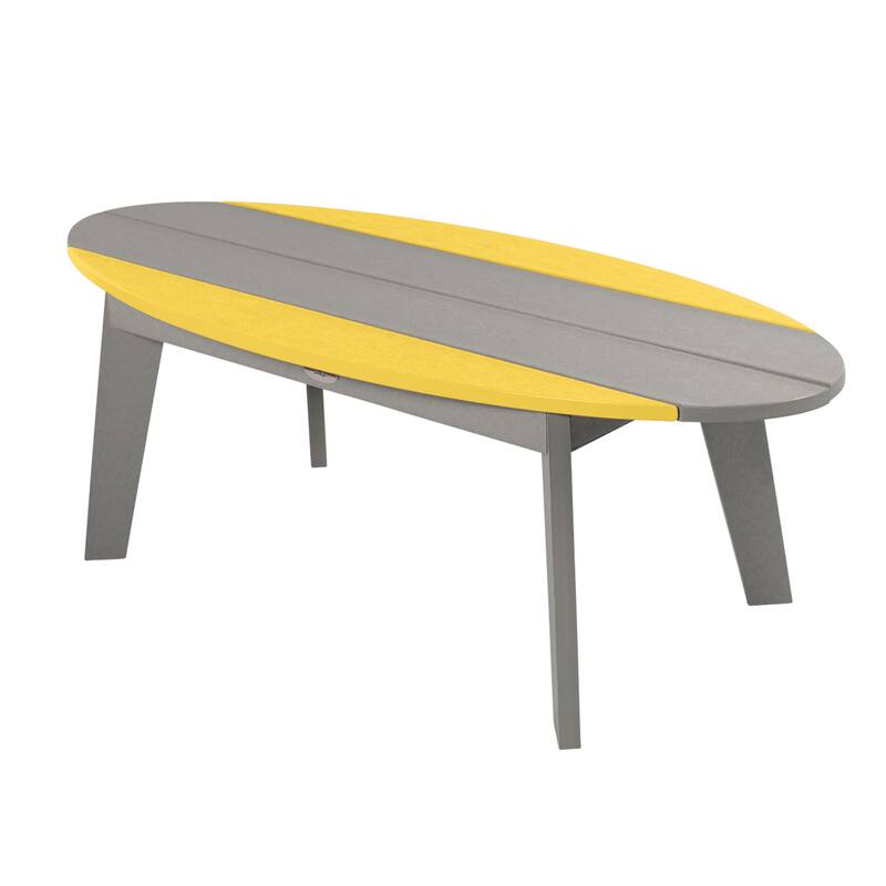 Shoreline Surfboard Outdoor Coffee Table - Cove Gray and Sunbeam Yellow