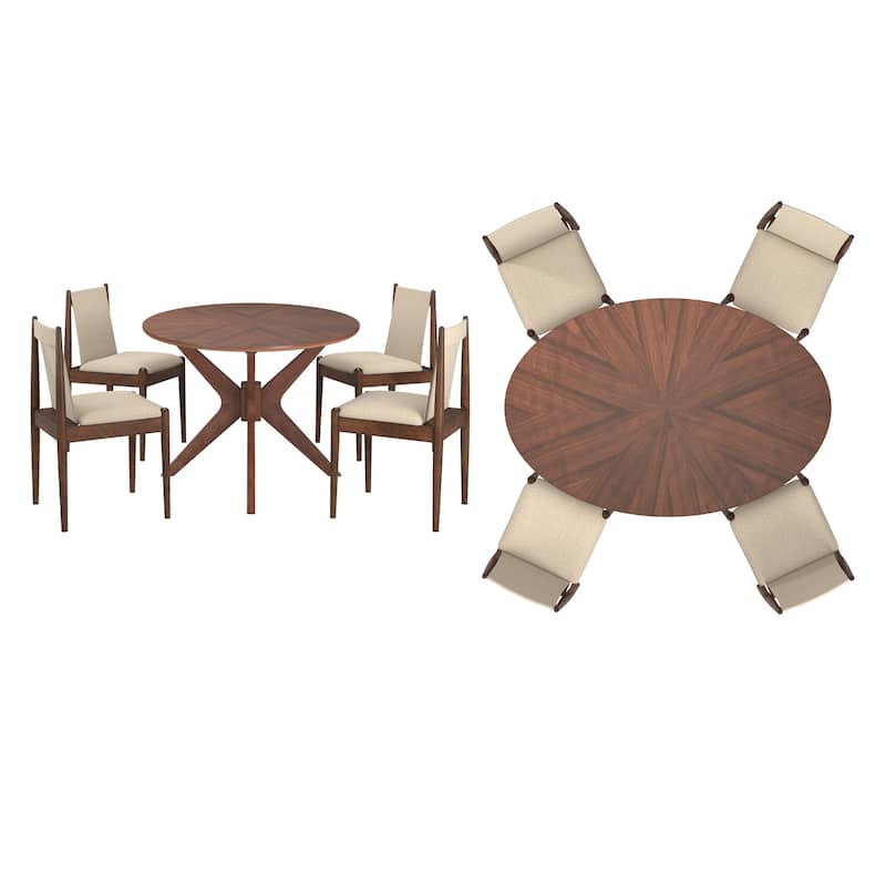 Vilnius Walnut Finish Oval 5-Piece Dining Set