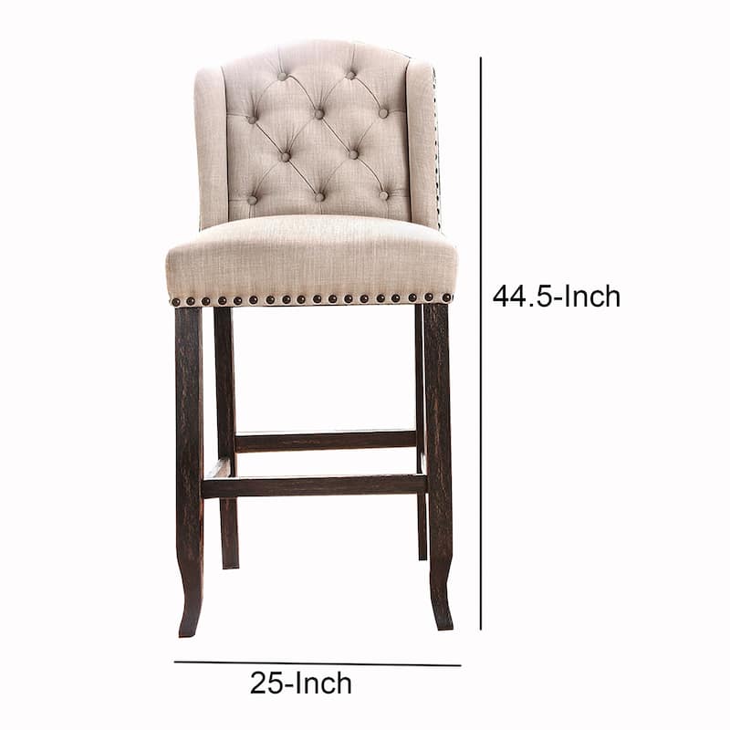 Black/Beige Fabric Upholstered Wood Frame Dining Chair, Sturdy Dining Chair for Dining Rooms - 23.5