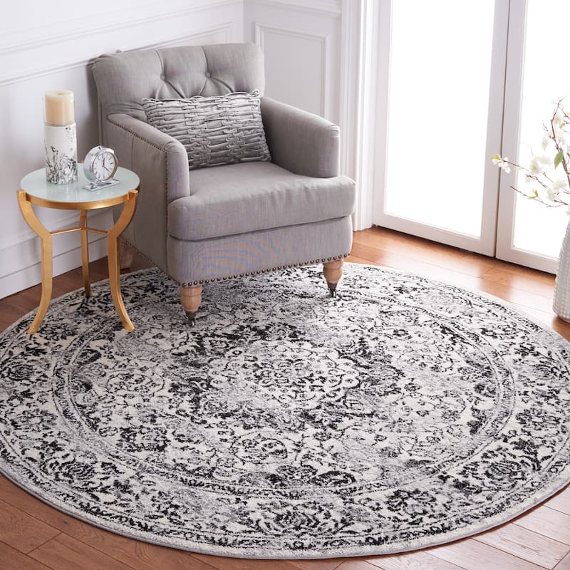 SAFAVIEH Tulum Hatsumi Bohemian & Eclectic Rug - 6'7" Round - Ivory/Black
