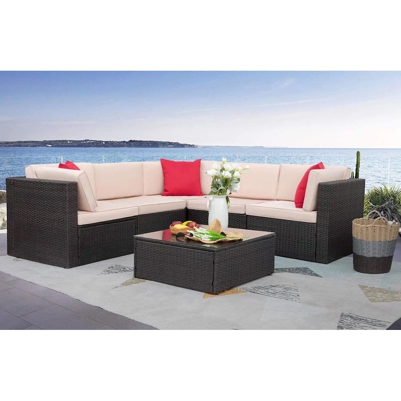 Homall 6-piece Rattan Wicker Outdoor Patio Furniture Set