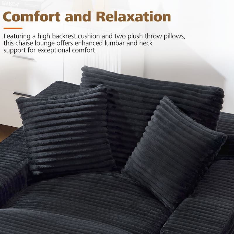 67" Upholstered Full Foam Chaise Lounge Chair Convertible Sofa Bed with Pillows, No Assembly Required