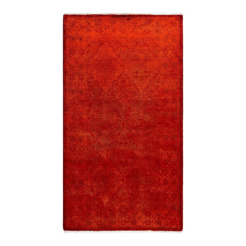 Contemporary Overdyed Wool Hand Knotted Runner - 2' 7" x 4' 8"