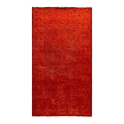 Contemporary Overdyed Wool Hand Knotted Runner - 2' 7" x 4' 8"