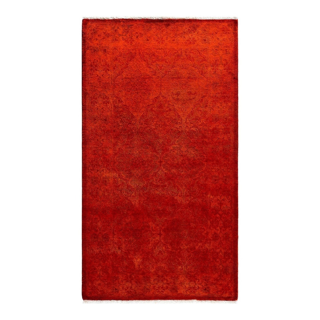 Contemporary Overdyed Wool Hand Knotted Runner - 2' 7" x 4' 8"