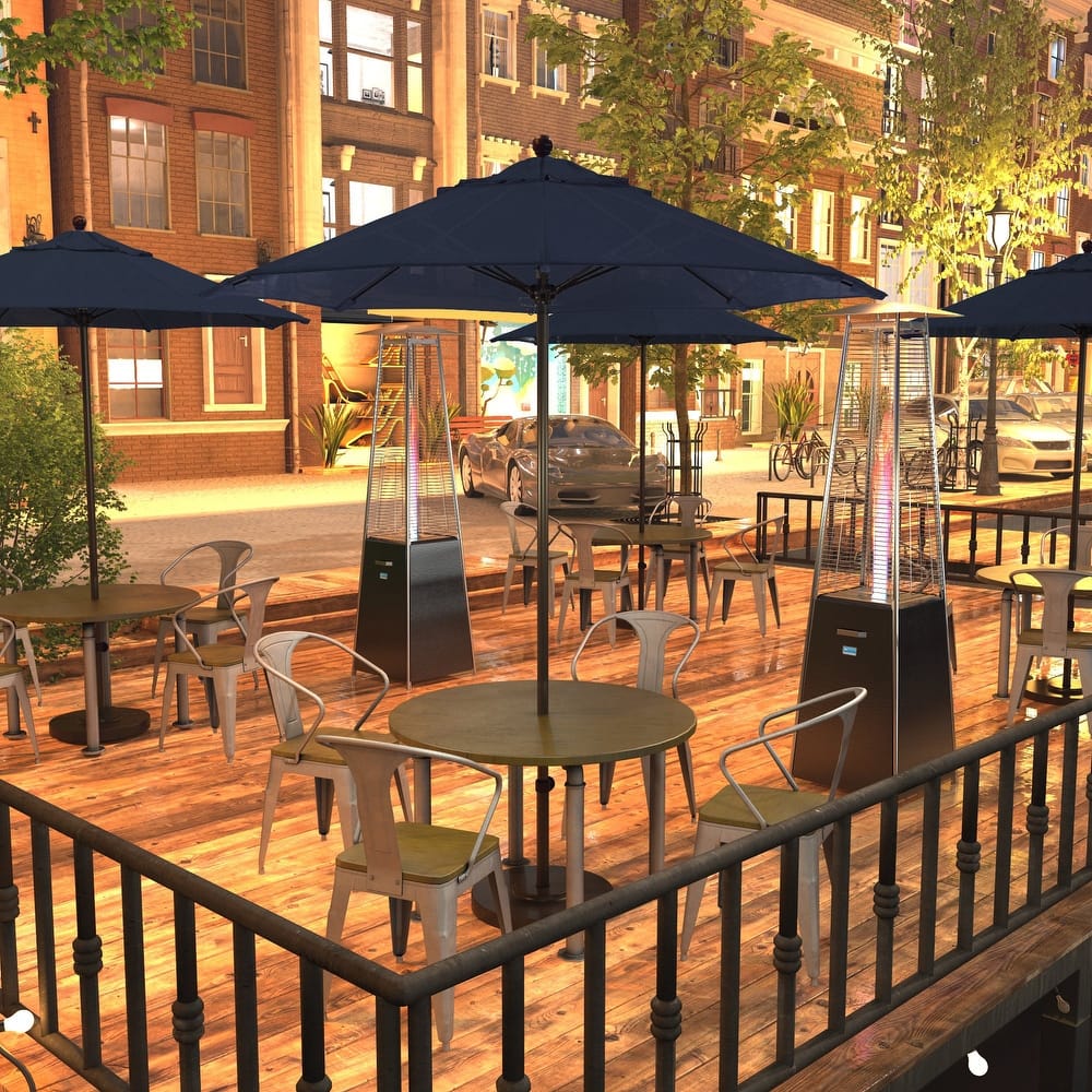 California Umbrella 7.5' Venture Series Patio Umbrella, Bronze Aluminum Pole Fiberglass Ribs Push Lift, Olefin Royal Blue