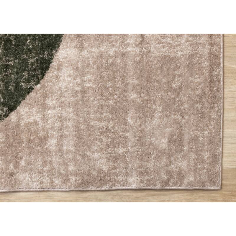 Cream Green Yellow Geometric Area Rug