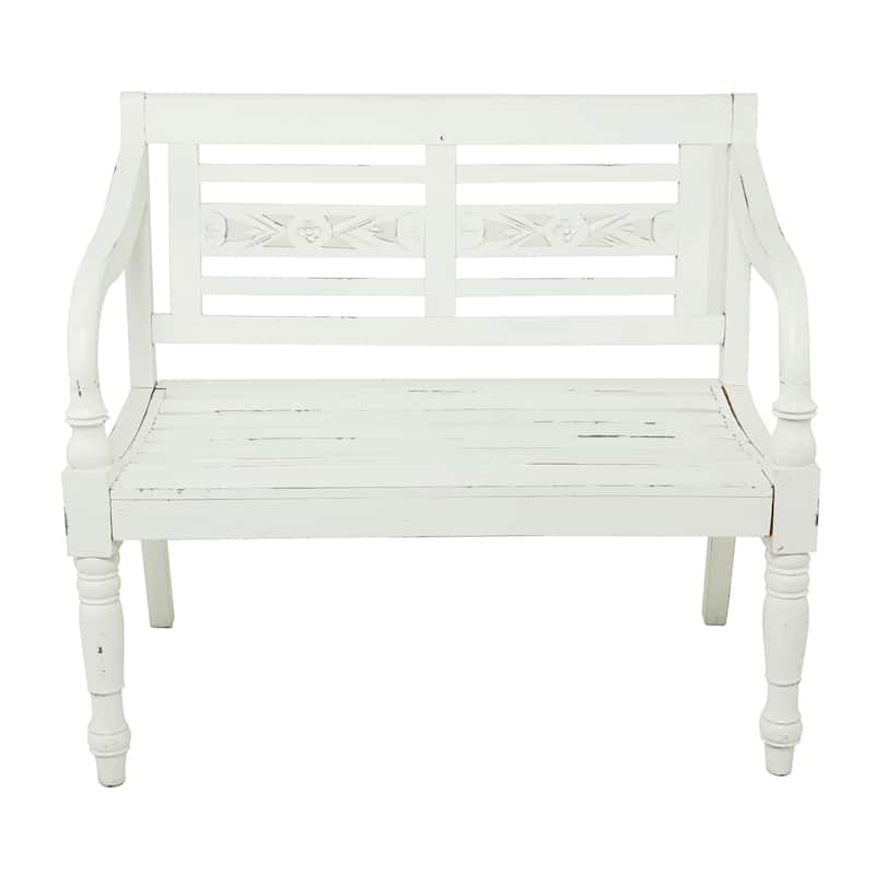 Wood Bench - White - Roche River Decor - 22"Wx40"Lx36"H