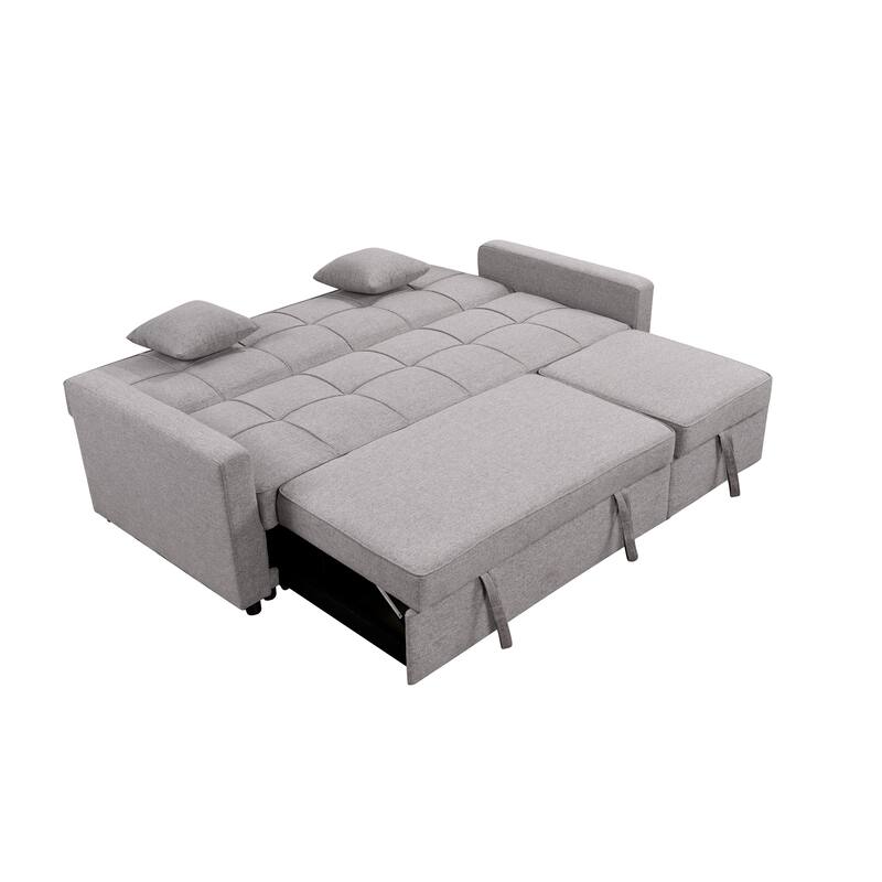 Roomfitters 83" Oversized Upholstered Sofa Bed with Pull-Out Couch Bed & Adjustable Backrest, 3-Seater Convertible Sleeper Sofa