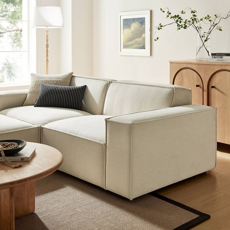 Restore 3-Piece Performance Fabric Upholstered Modular Loveseat with Ottoman