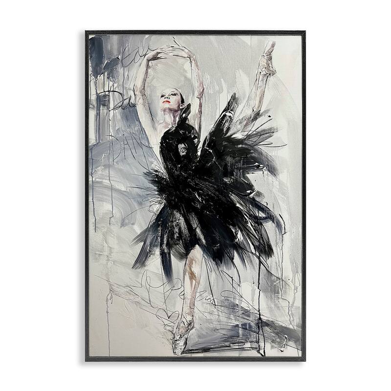 Stupell Graceful Dancer Abstract Framed Giclee Art Design By Lucille Lee - 20 x 30 - Black